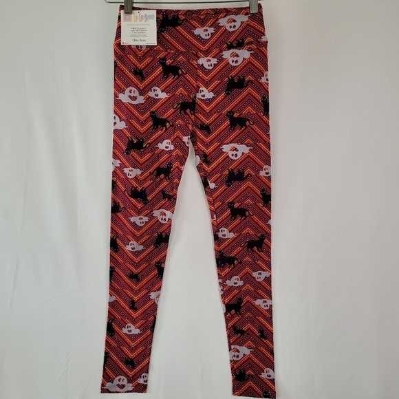 NWT LuLaRoe Simply Comfortable Cats and Ghosts Pants One Size See Measurements - Picture 1 of 9